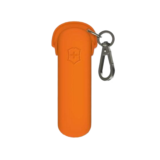 Orange silicone protective case with metal clip for headphones, part of multi-tools and home improvement accessories under $50 collection