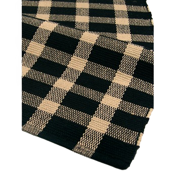 Black and cream hand-loomed cotton rag rug with a classic check pattern for home decor and area rugs collection under $100