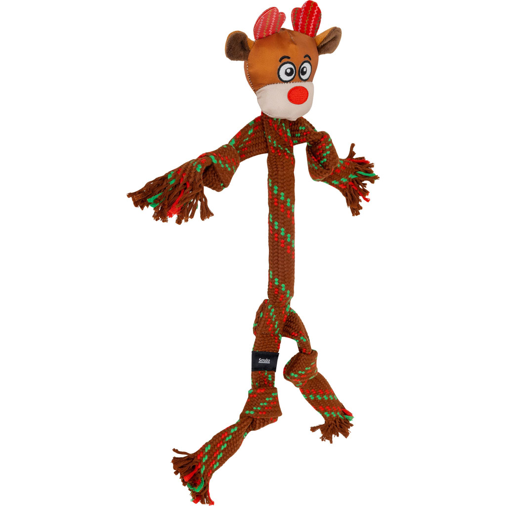 KONG Large Scrubz Reindeer Rope Christmas Dog Toy