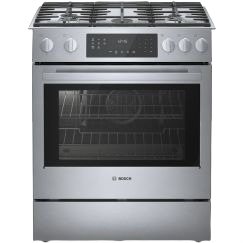 30-inch stainless steel gas slide-in range with heavy-duty knobs and digital touch control for kitchen improvement