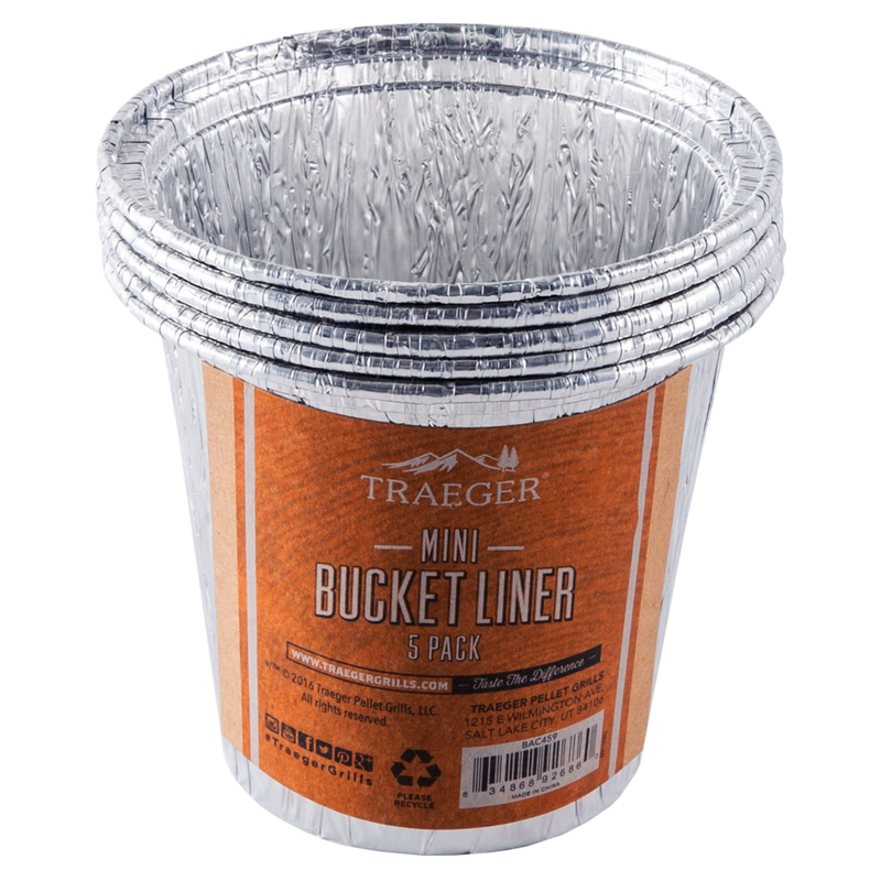 Stack of five aluminum bucket liners with orange labels for grease collection and home improvement use