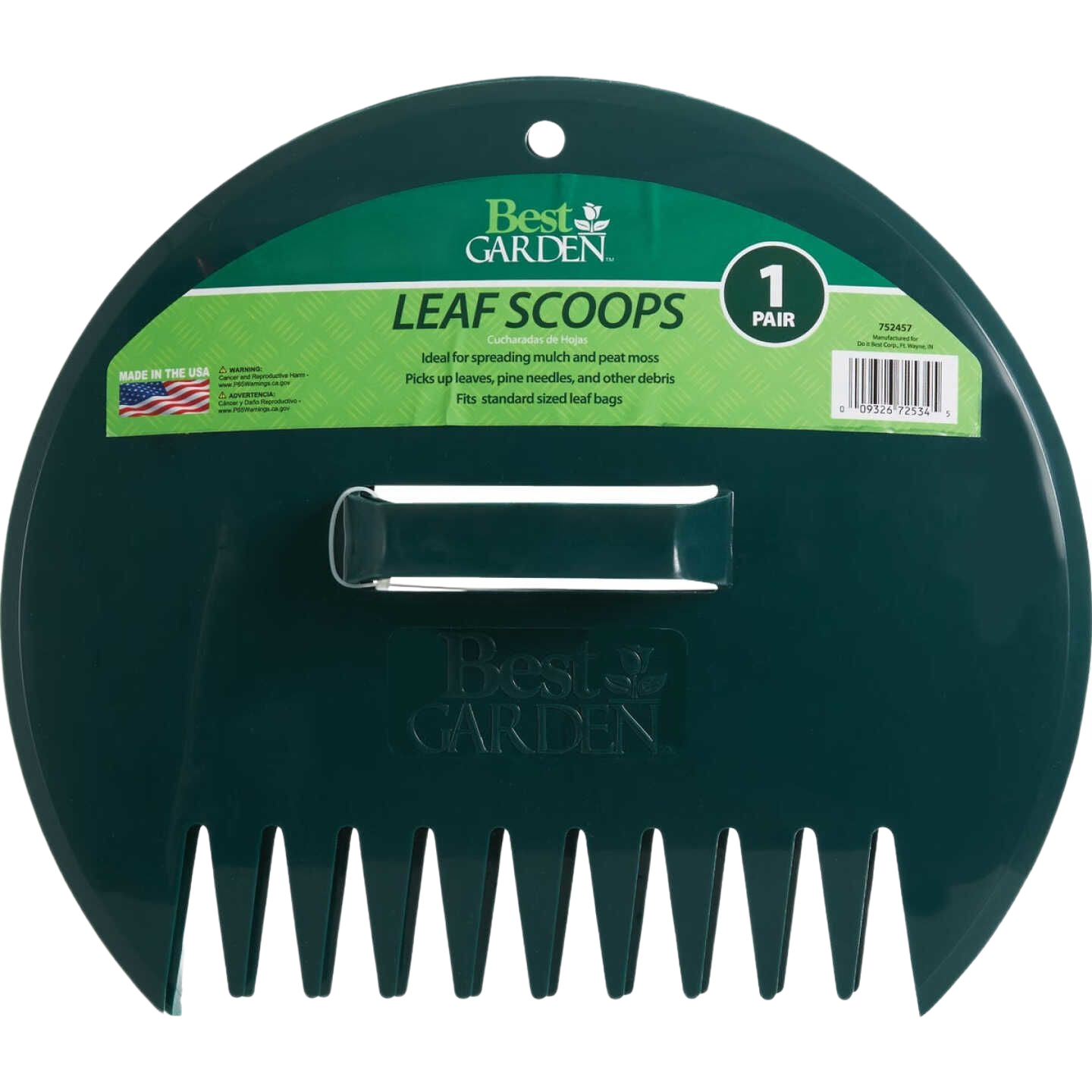 Set of durable dark green plastic leaf scoops with handles for garden tools and outdoor yard cleanup under $50 collections