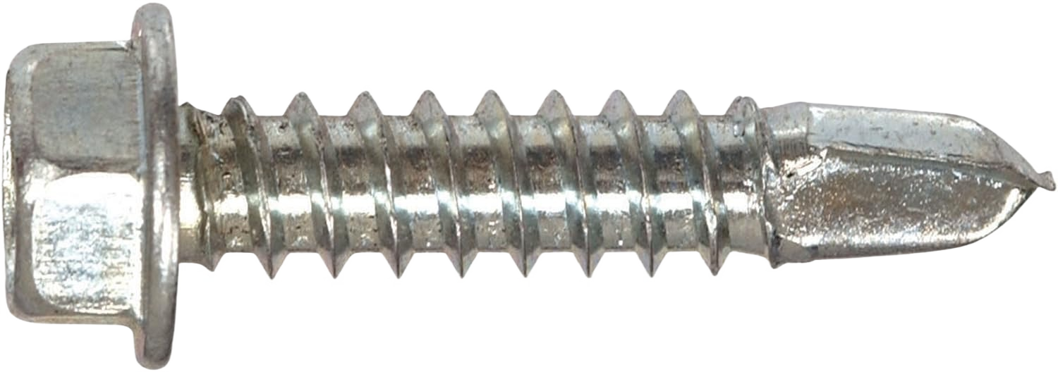 Hex head self-drilling screw with silver finish for hardware and fasteners in home improvement projects