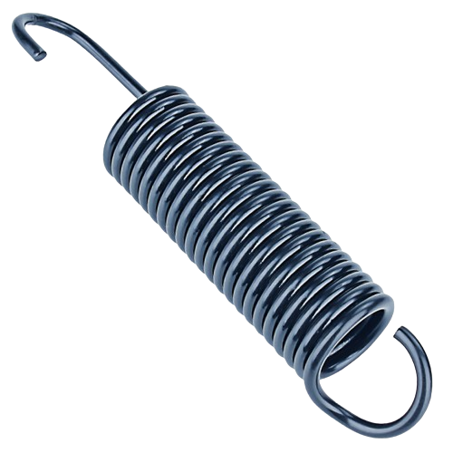 Black metal extension spring with hooked ends for John Deere parts and home improvement use