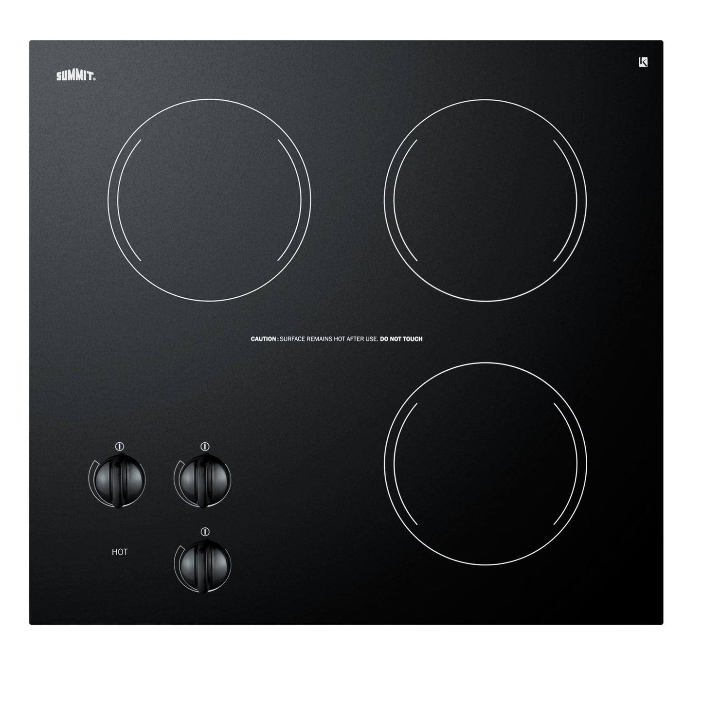 22" Wide 230V 3-Burner Radiant Cooktop