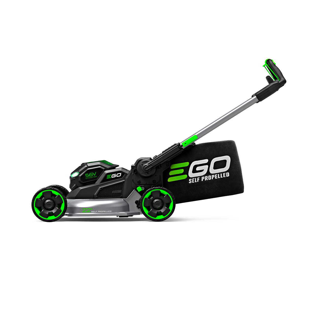 Self-propelled lawn mower with aluminum deck, battery, and charger for outdoor power tools and lawn care equipment