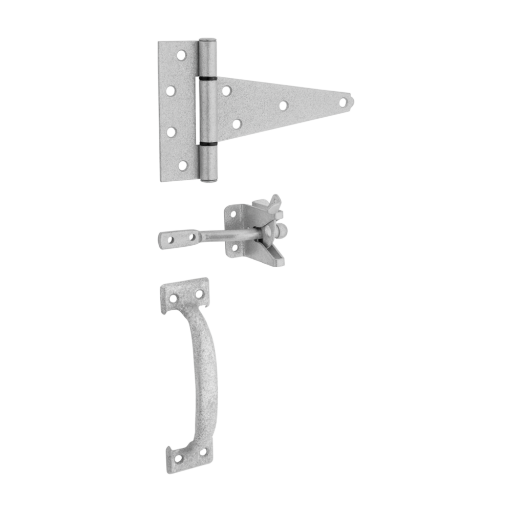 Galvanized gate hardware kit with strap hinge, latch, and handle for outdoor door and gate hardware under $100 collection