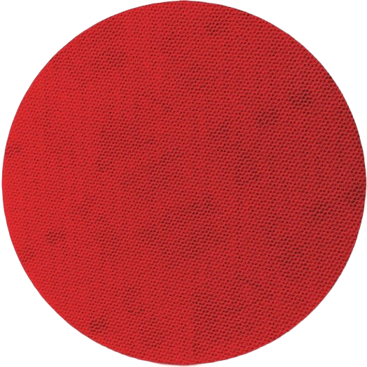 Red 6-inch 400-grit sanding disc with connection pad for smoothing surfaces in power tool accessories and abrasives collections