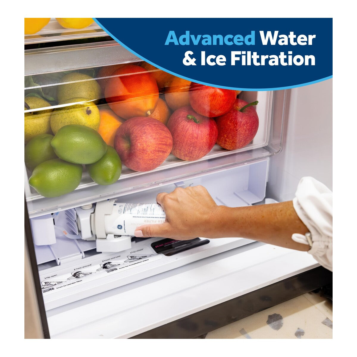 GE® 24.2 Cu. Ft. Counter-Depth Side-By-Side Refrigerator with Internal Dispenser and In-Door Icemaker