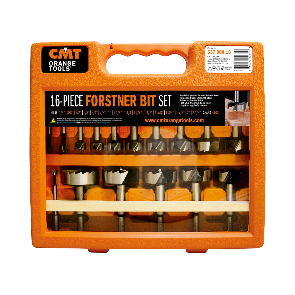 CMT Orange Tools 16-Pc Forstner Bit Set 3/8" Shank, Rh