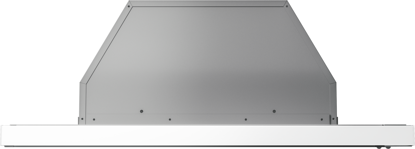 Under cabinet white range hood with LED lighting in kitchen appliances and range hoods collection