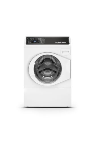 White front load washer with right hinge door and digital control panel from Front Load Washers collection