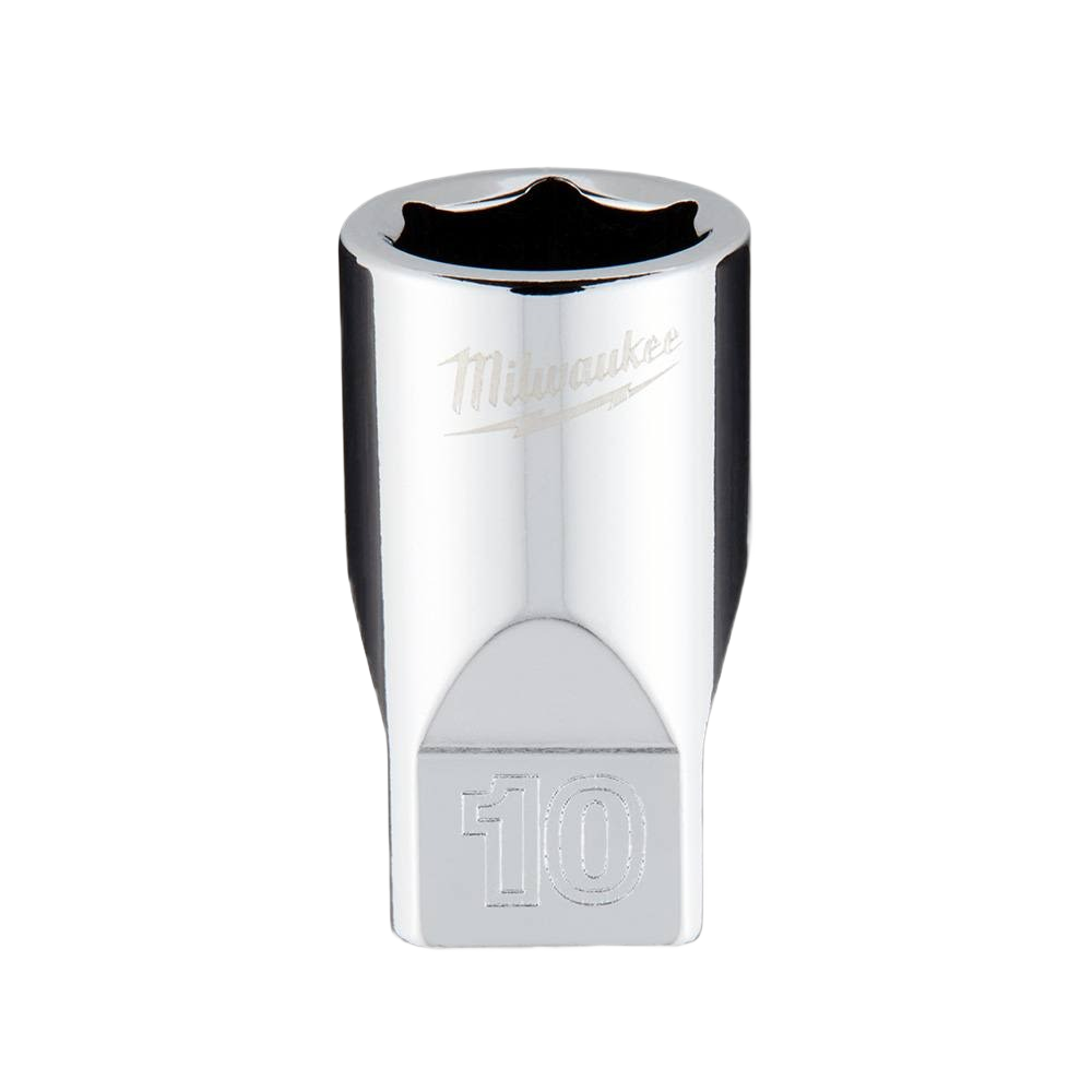 Chrome 10-mm 6-point socket with FOUR FLAT™ sides for improved grip in tools and home improvement tasks