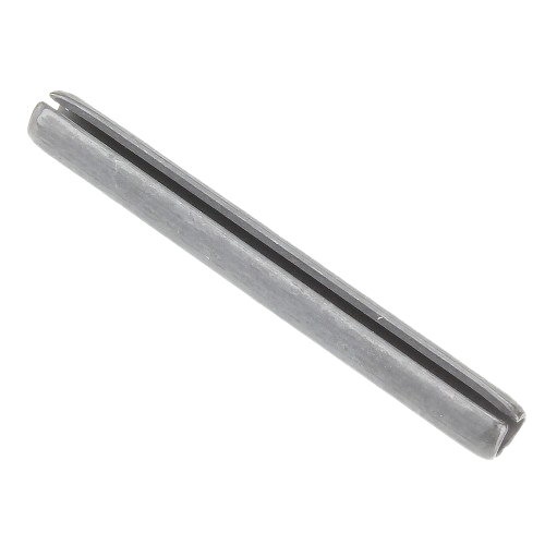 Metal spring pin fastener used for securing mechanical parts in home improvement and tools projects