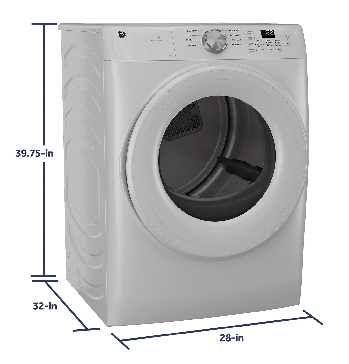GE® ENERGY STAR® 7.8 cu. ft. Capacity Smart Front Load Electric Dryer