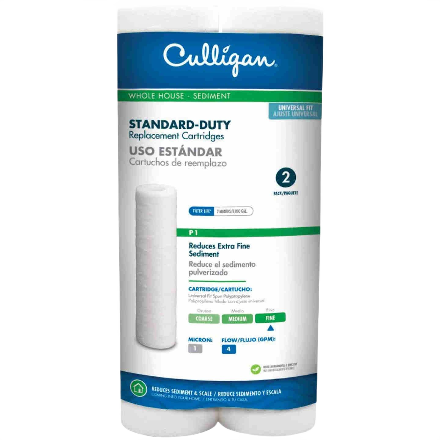 Pack of two Culligan standard-duty water filter cartridges for whole house sediment reduction in home improvement tasks