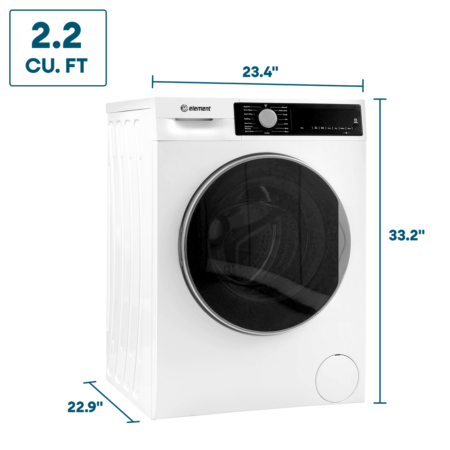 Element Electronics 24-inch 2.2 cu. ft. Front Load Washer – White, ENERGY STAR (ECW2224EGW)