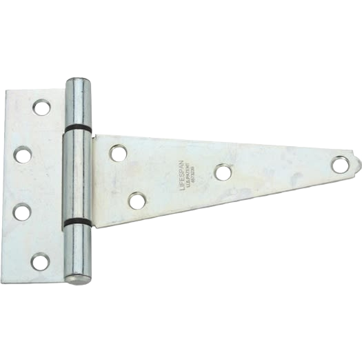 Zinc-plated steel tee hinge with multiple mounting holes for heavy-duty home improvement and repair projects