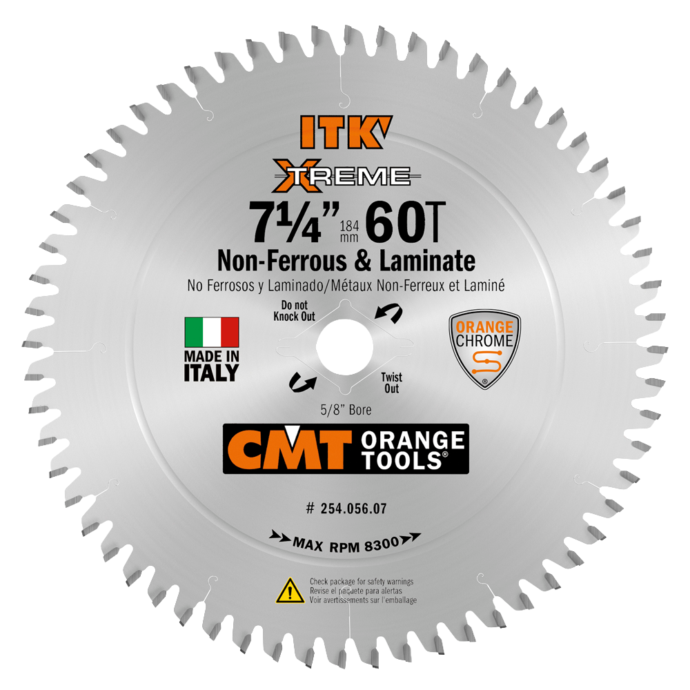 CMT Orange Tools 7-1/4" 60T Non-Ferrous & Laminate Saw Blade