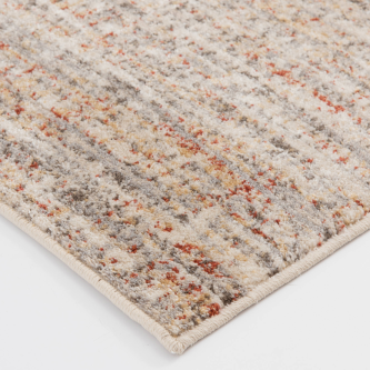 Textured area rug with muted gray, beige, and rust tones for home decor and flooring under 10x10 feet size