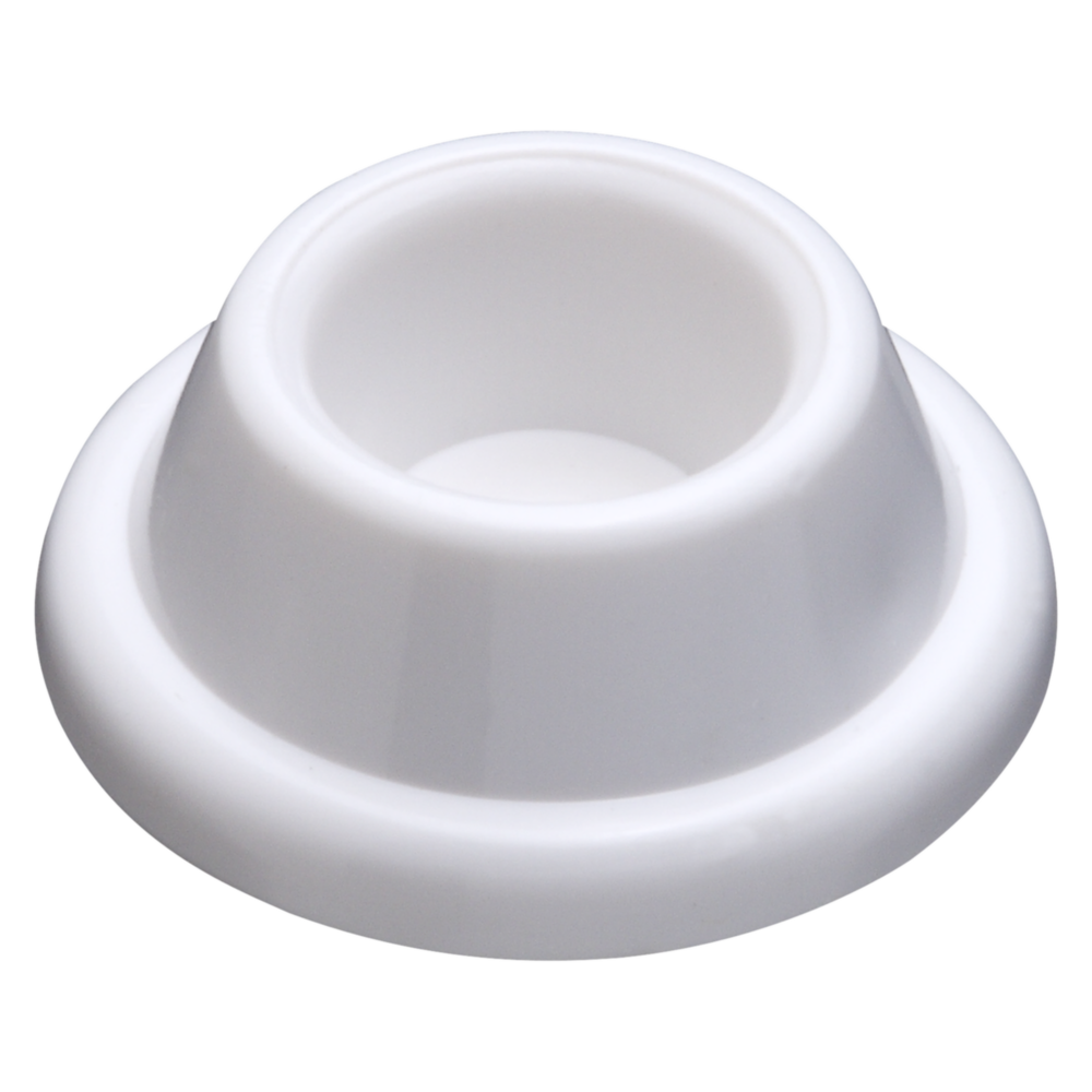 White flexible plastic self-adhesive wall door stop for preventing door knob damage in door accessories collection
