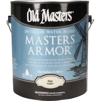 One gallon can of water-based flat finish for interior wood surfaces in wood finishing and stain collections