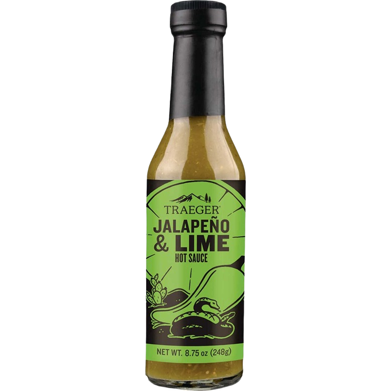 Green Traeger hot sauce bottle with jalapeno and lime flavor for grilling and BBQ under $50 collection