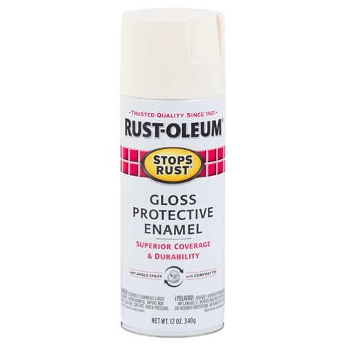 White gloss protective enamel spray paint can for rust prevention and durable finish in home improvement collections