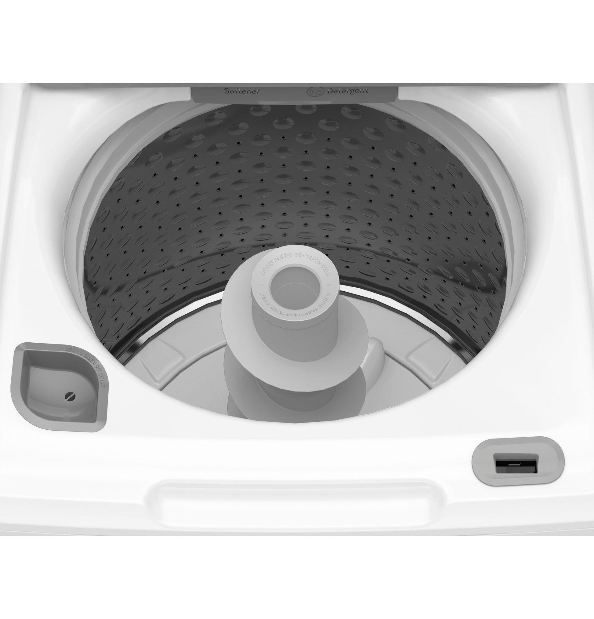 Top load washer drum with central agitator and water level control compartment for washers and dryers collection