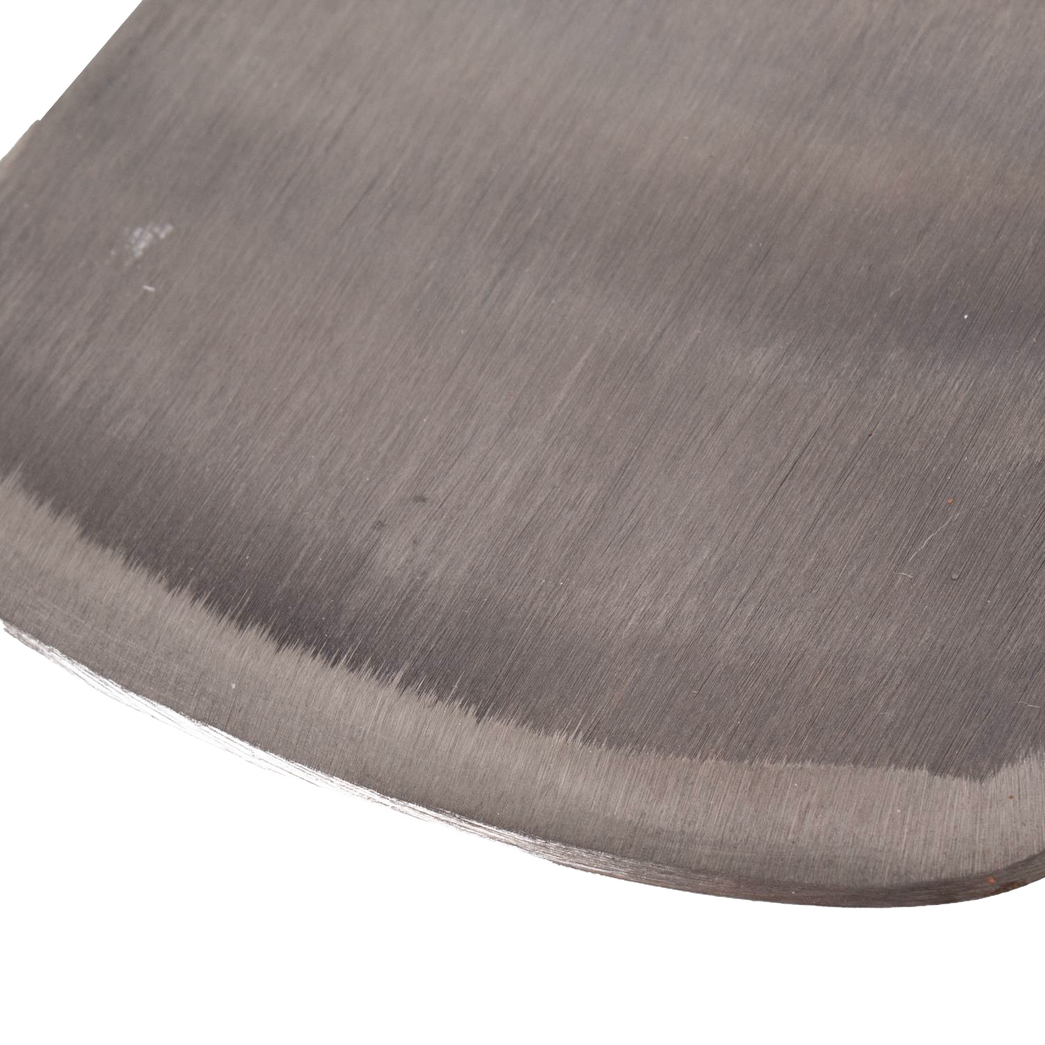 Close-up of polished steel blade edge for hand tools in lawn and garden, woodworking, and striking tool collections under $100
