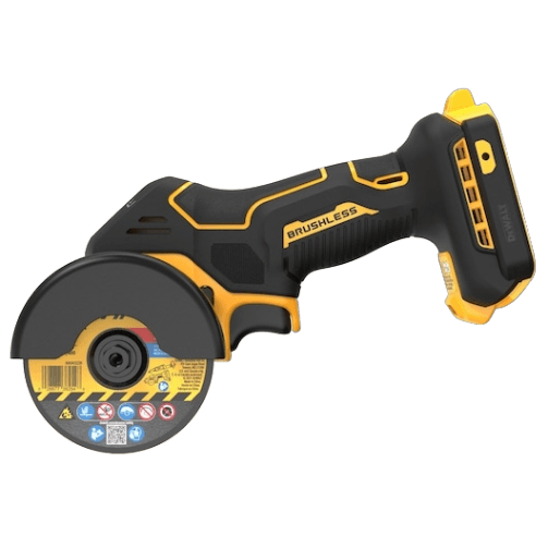 Cordless 20V MAX brushless 3-inch cut-off tool in black and yellow, designed for precise high-speed cutting in woodworking and home improvement power tool collections.