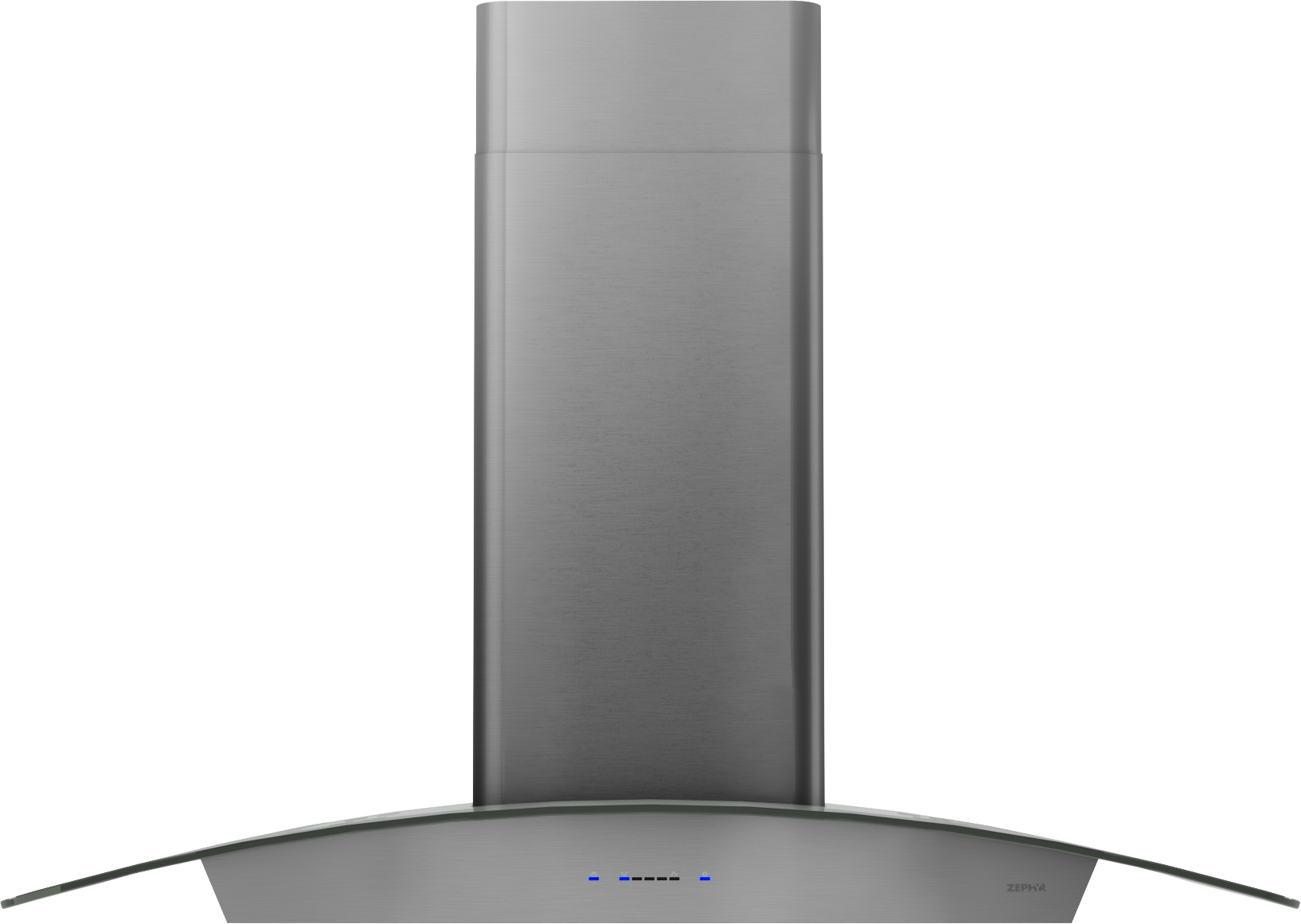 Contemporary black stainless steel chimney hood with curved glass canopy from range hoods and kitchenware collection