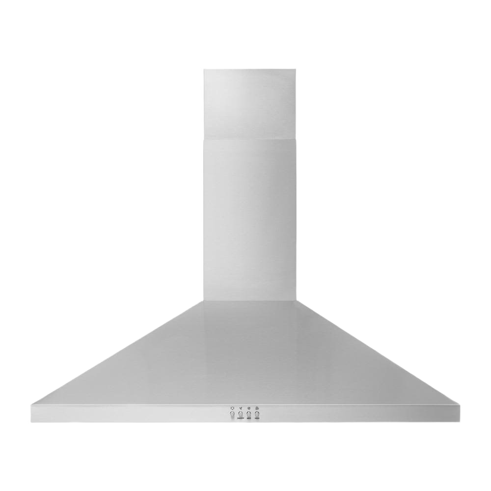 36-inch stainless steel chimney-style wall mount range hood with three-speed fan controls in appliances collection