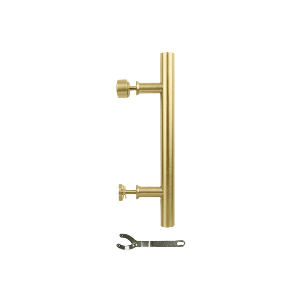 12-inch brushed gold barn door pull with mounting hardware for interior wood doors in home improvement collections