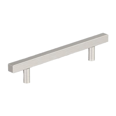Satin nickel square bar pull with 5-1/16 inch spacing for cabinets, hardware accessory for home improvement projects