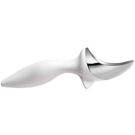 Ergonomic ice cream scoop with chrome-plated zinc alloy head and white handle for easy kitchen gadget use under $50