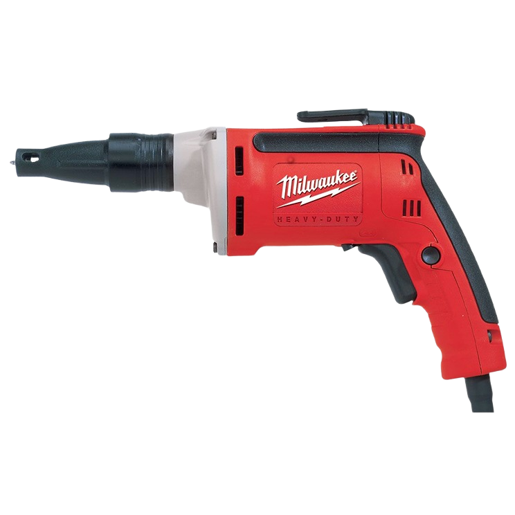 Red and black heavy-duty drywall screwdriver with ergonomic grip and corded power, part of hand tools and rental equipment at Hartville Hardware.