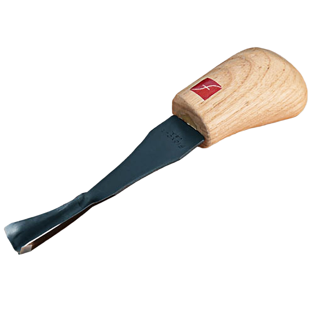 Wood carving tool with smooth wooden handle and curved blade, part of woodworking and carving tools under $50 collection