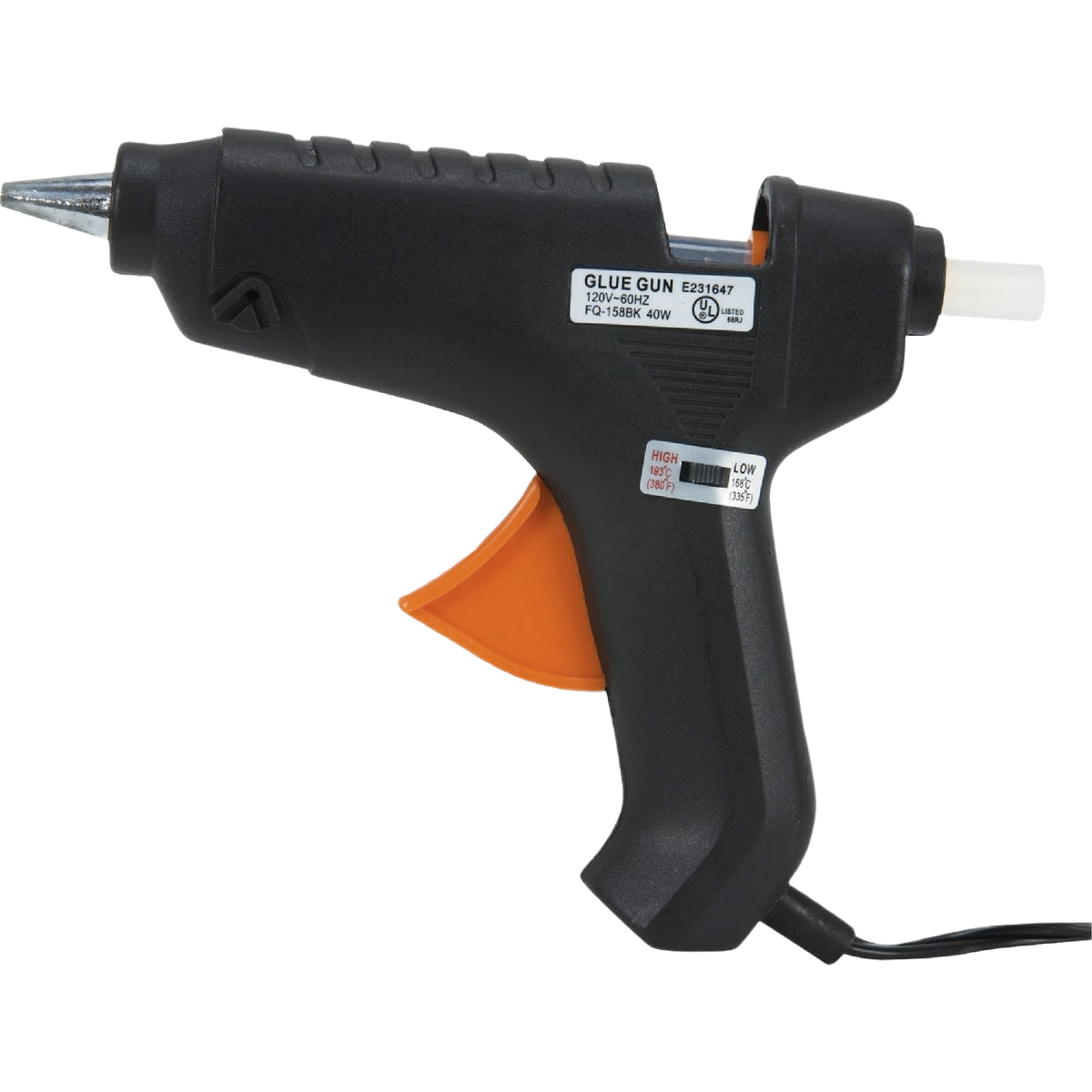 Black and orange dual-temperature glue gun for home improvement and crafting in glue and adhesives collection