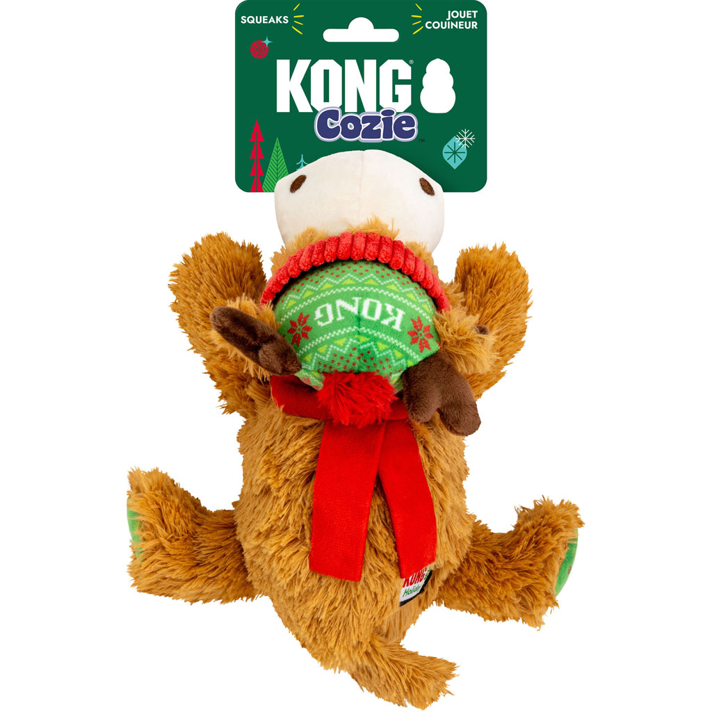 KONG Medium Cozie Reindeer Plush Squeaky Christmas Dog Toy
