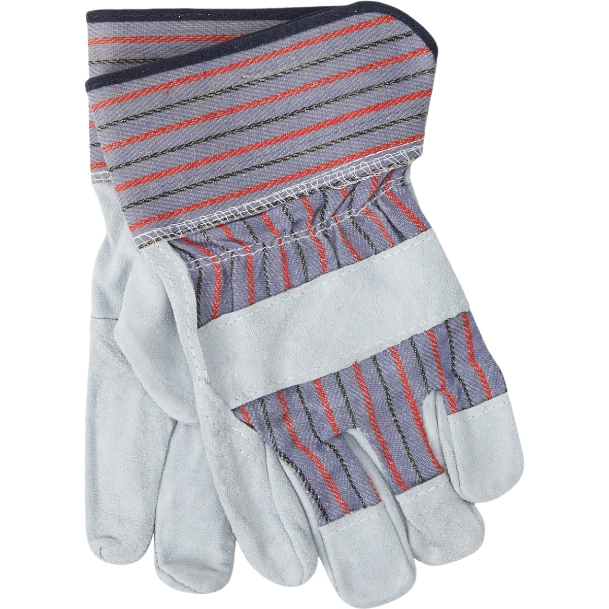 Pair of large blue and gray lightweight leather gloves designed for men's work and home improvement tasks