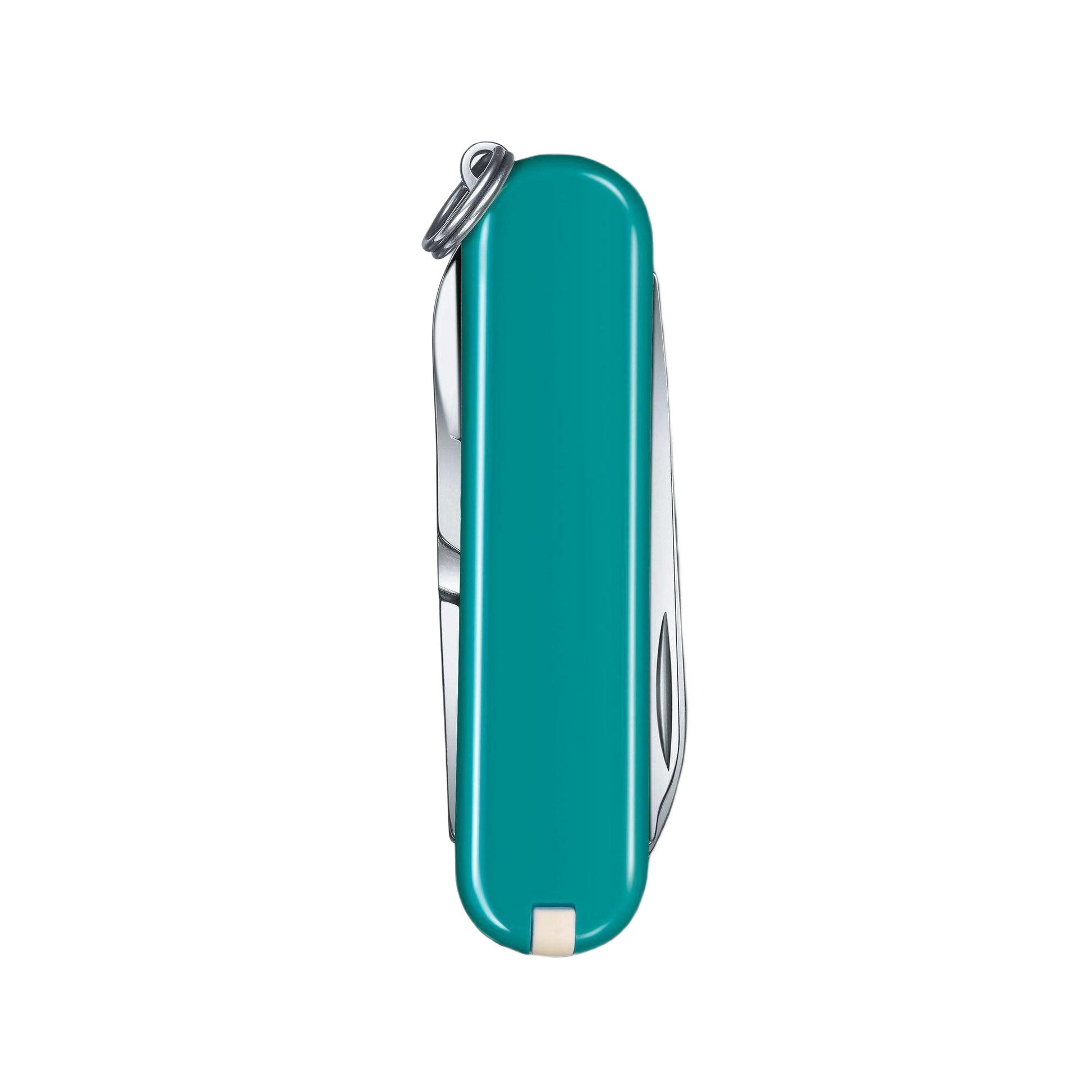 Slim teal Swiss Army multi-tool pocket knife with keyring for cutting and woodworking hand tool use under $50 collection