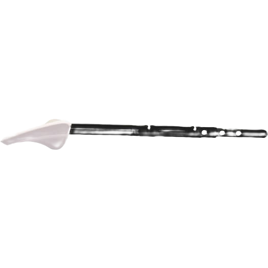 White plastic and black lever arm for front mount toilet tanks in plumbing repair and home improvement collections