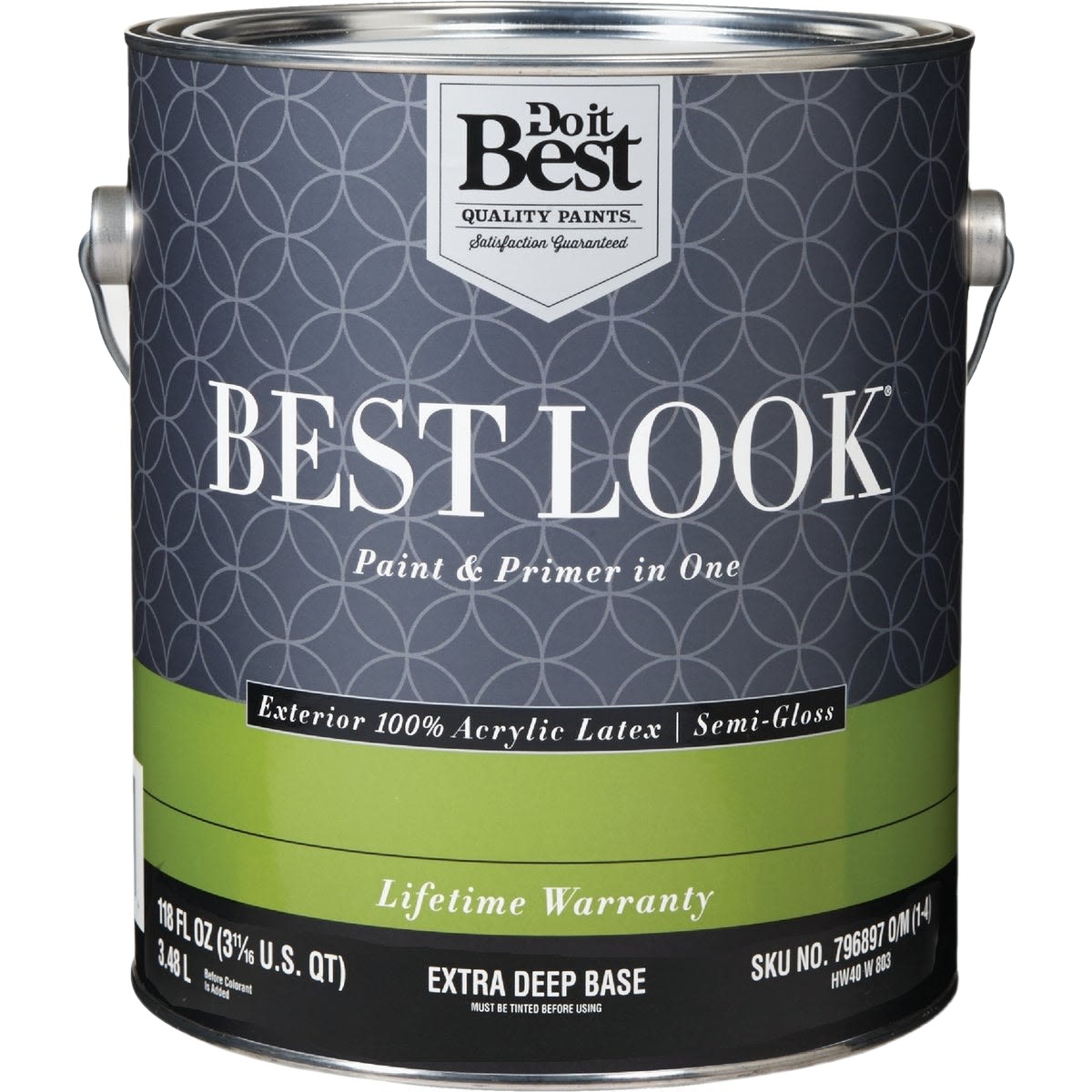 1-gallon can of extra deep base semi-gloss exterior latex paint and primer in one for home improvement projects