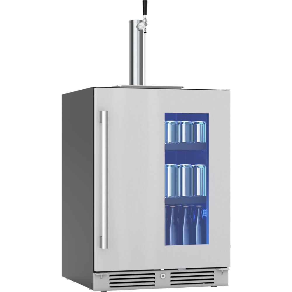 Presrv Kegerator & Beverage Cooler, 24in Under Cabinet, SS+Glass, Reverse Door, 1 Zone