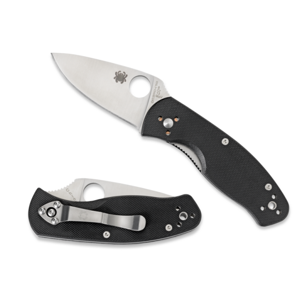 Compact black G-10 handled pocket knife with stainless steel blade, part of cutting and woodworking tools under $100 collection