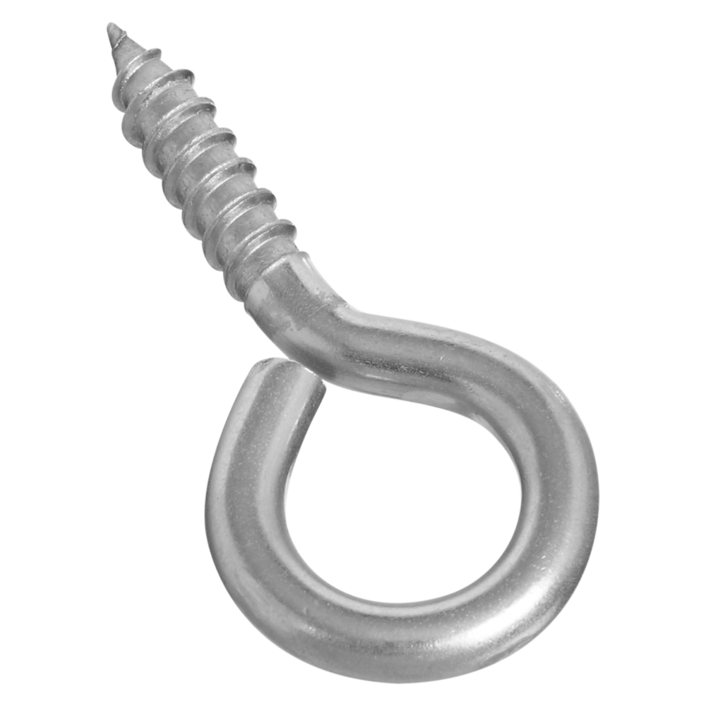 Large stainless steel screw eye with threaded end for heavy-duty fastening in hardware and fasteners collections