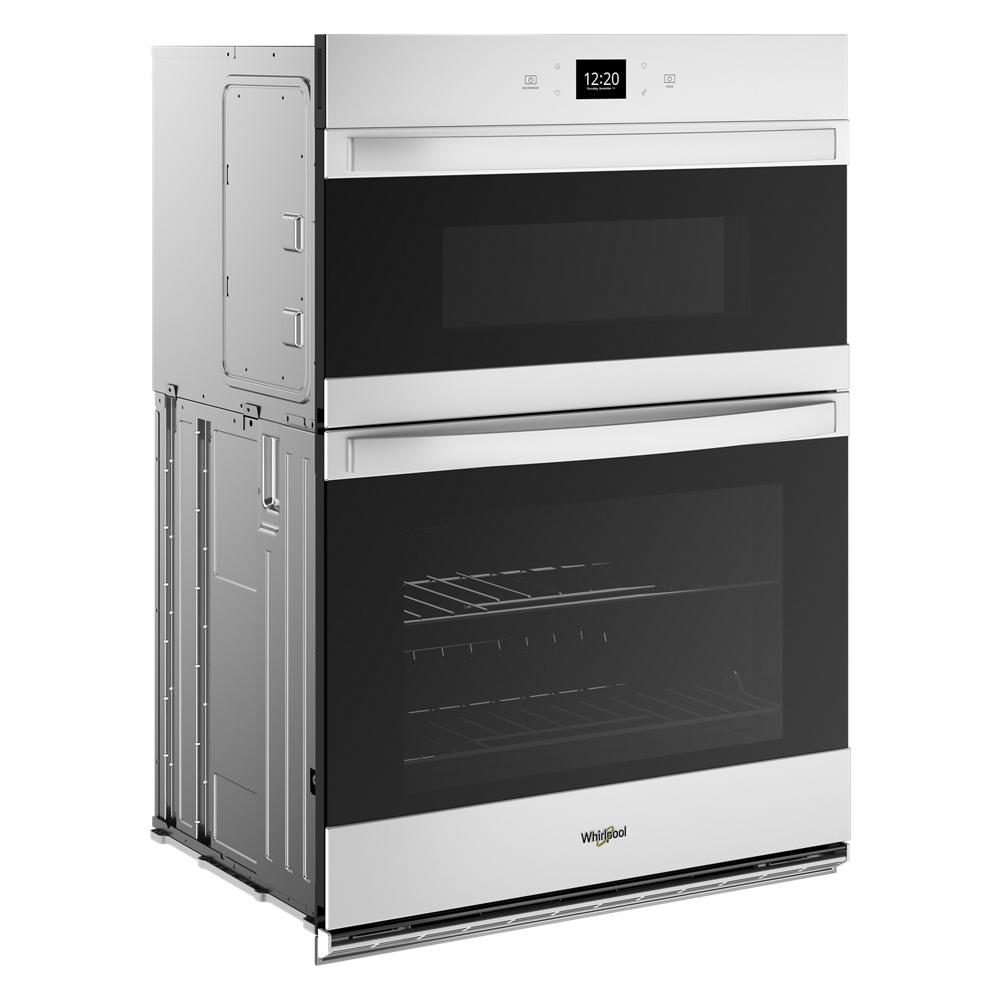 Stainless steel combo wall oven with digital clock and dual compartments in Wall Ovens and Kitchen & Kitchenware collections