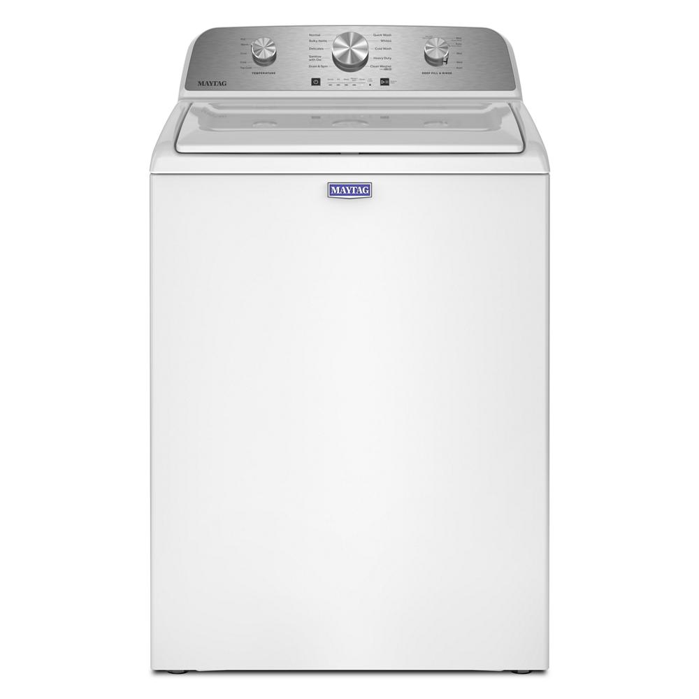 Top load washer with stainless steel control panel and multiple cycle settings in Washers & Dryers collection