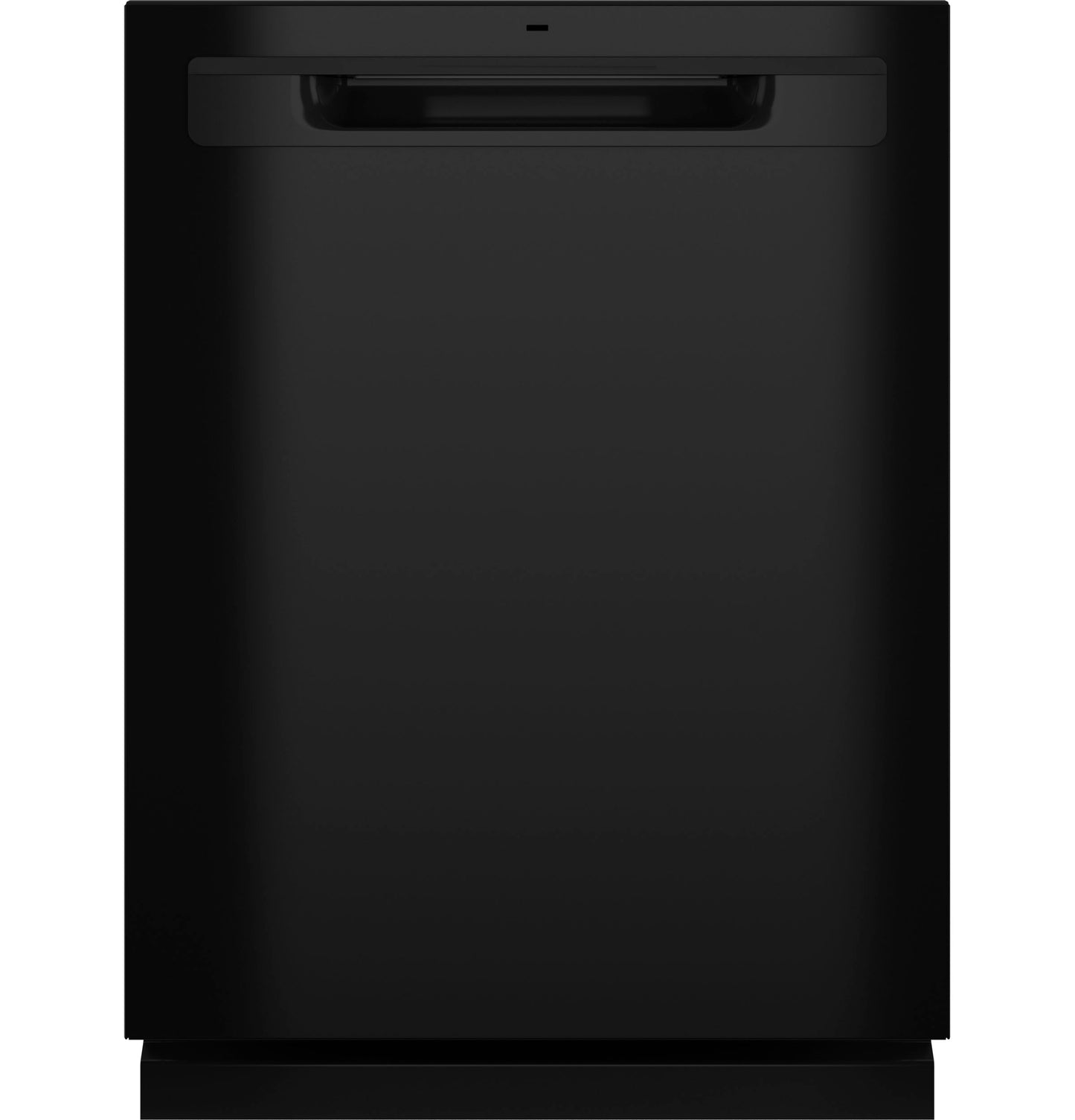 Front view of black top control dishwasher with plastic interior in kitchen appliances and dishwashers collection